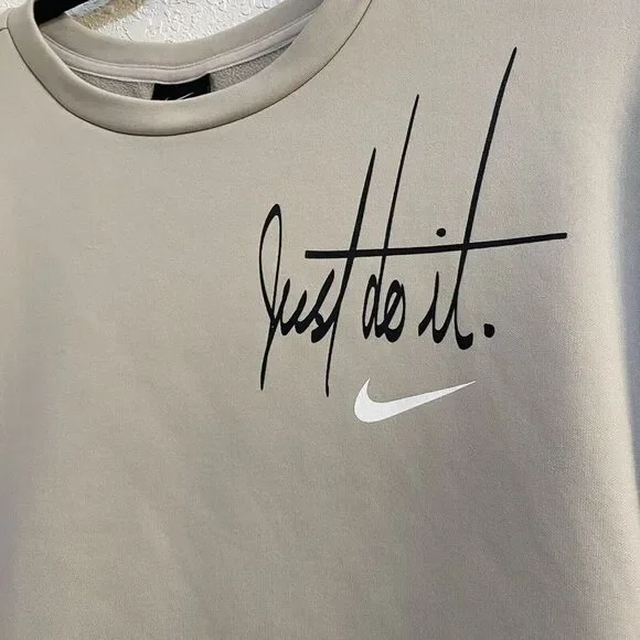 Nike Women's Tan Just Do It Pullover Sweatshirt With Kangaroo Pockets Medium - Picture 3 of 11